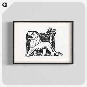 アートポスター-Lion stands in front of a palm tree - レオ ヘステル Poster.