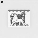 Lion stands in front of a palm tree - レオ ヘステル Memo.