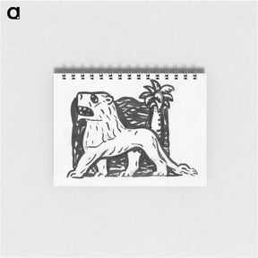 アートメモ帳-Lion stands in front of a palm tree - レオ ヘステル Memo.
