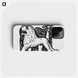 Lion stands in front of a palm tree - レオ ゲステル Phone Case.