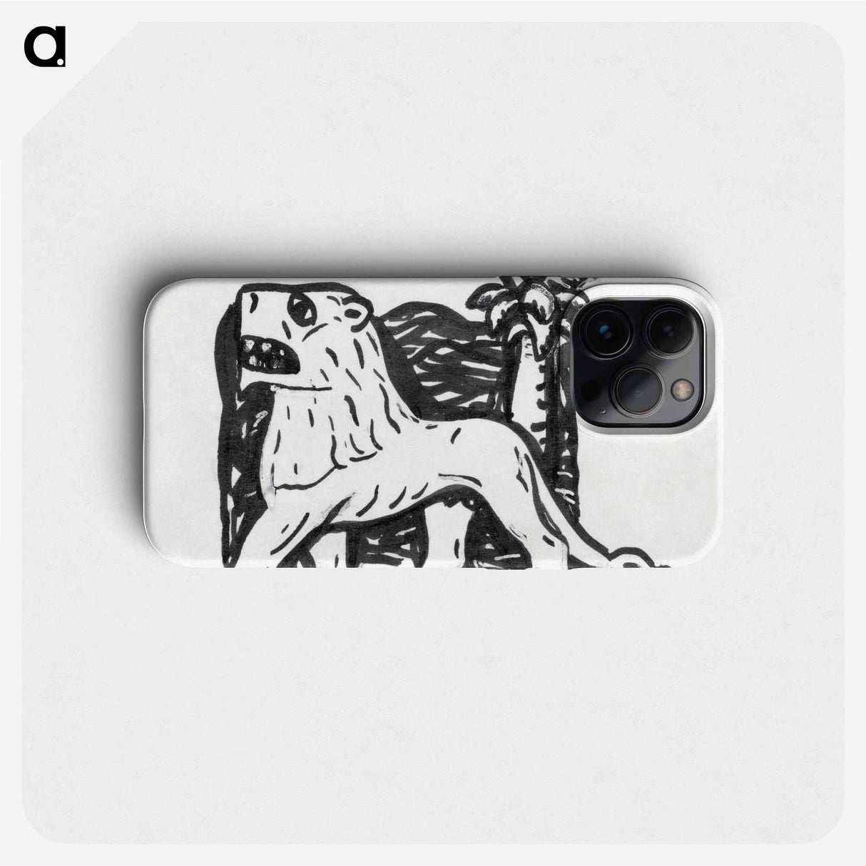 Lion stands in front of a palm tree - Leo Gerstel Phone Case.