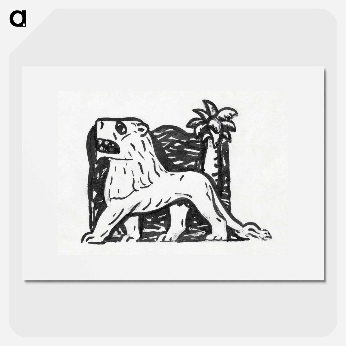 Lion stands in front of a palm tree - レオ ヘステル Poster.