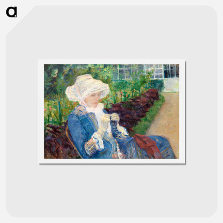 アートポストカード-Lydia Crocheting in the Garden at Marly - メアリー カサット Postcard.