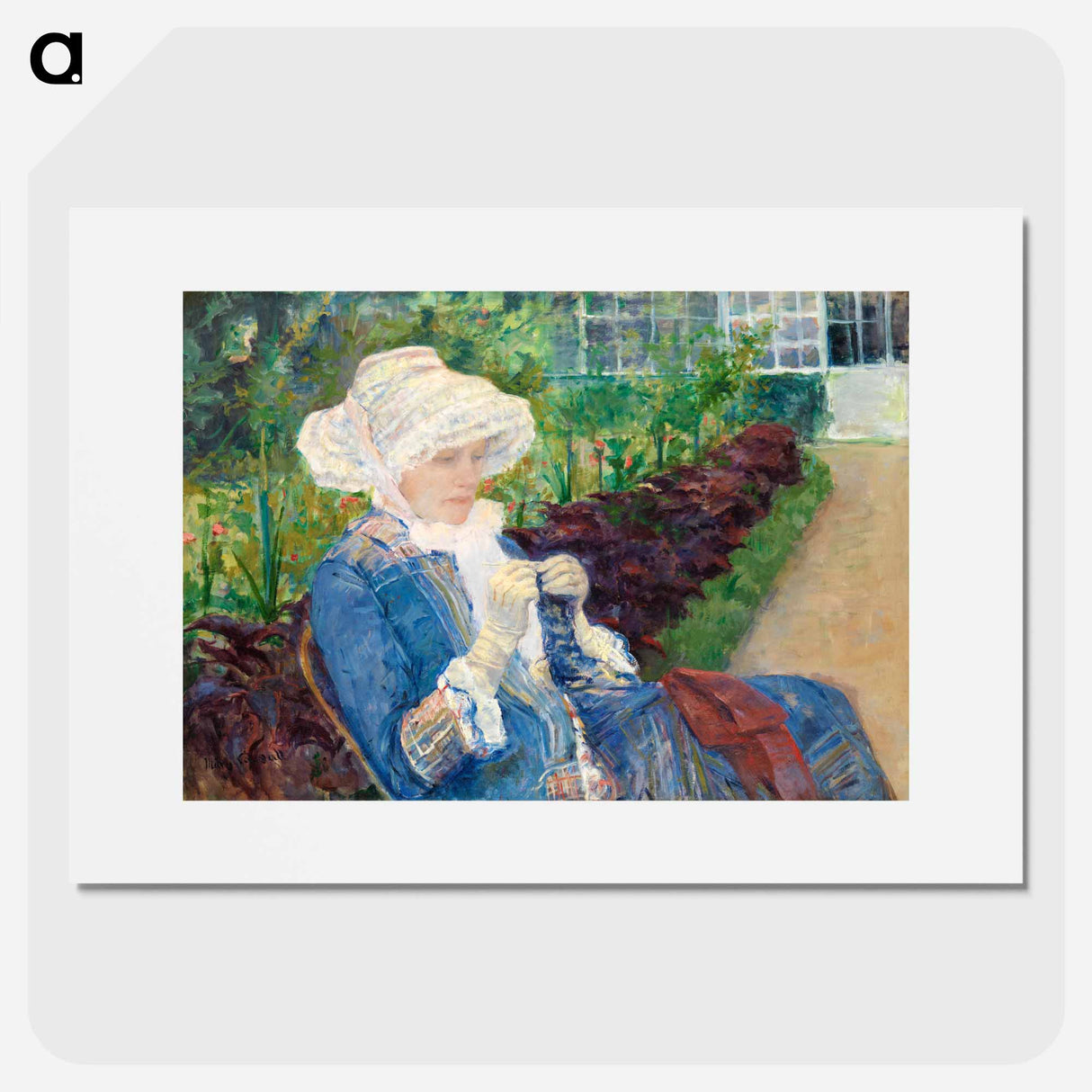 Lydia Crocheting in the Garden at Marly - メアリー カサット Poster.