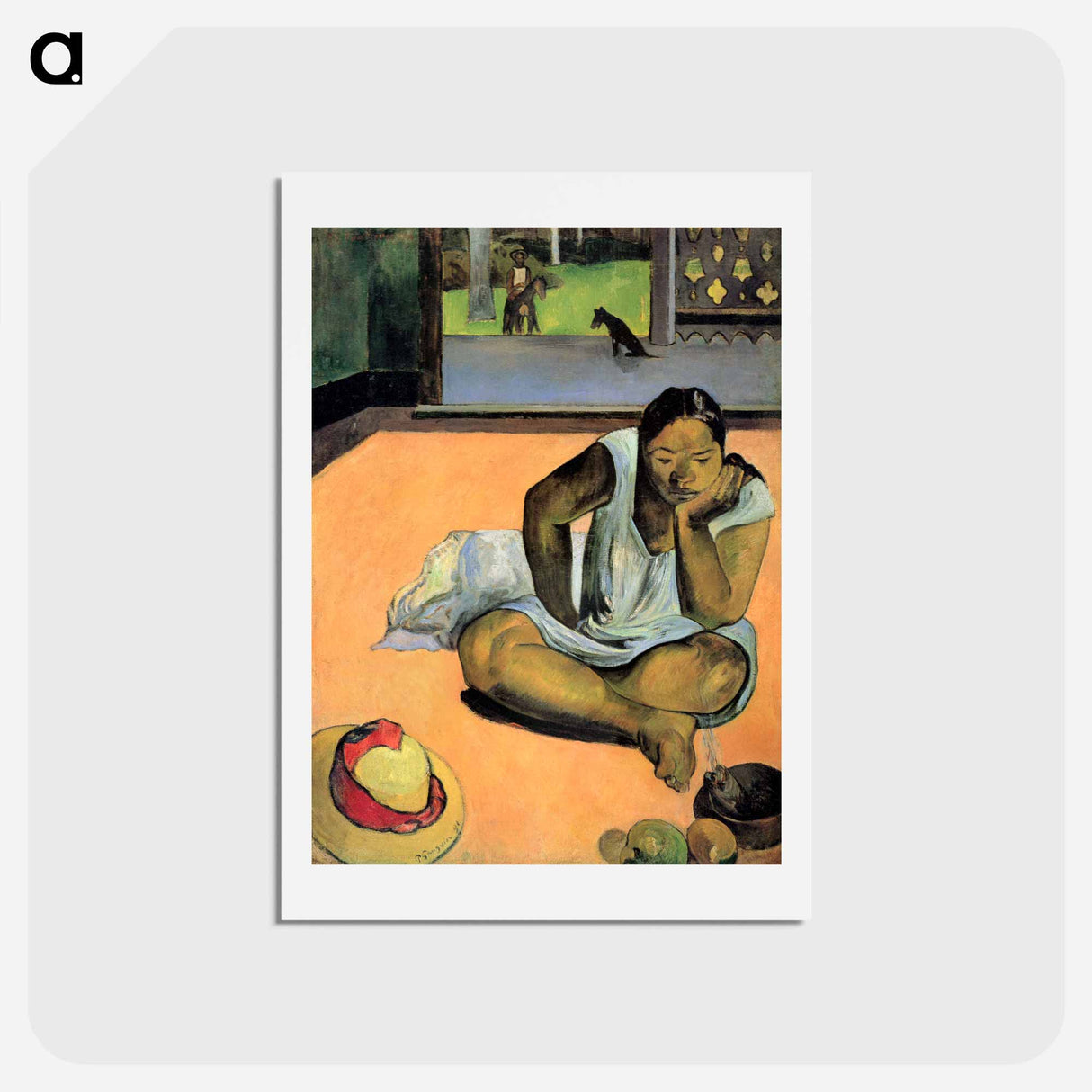 アートポストカード-Brooding Woman - ポール ゴーギャン Postcard.