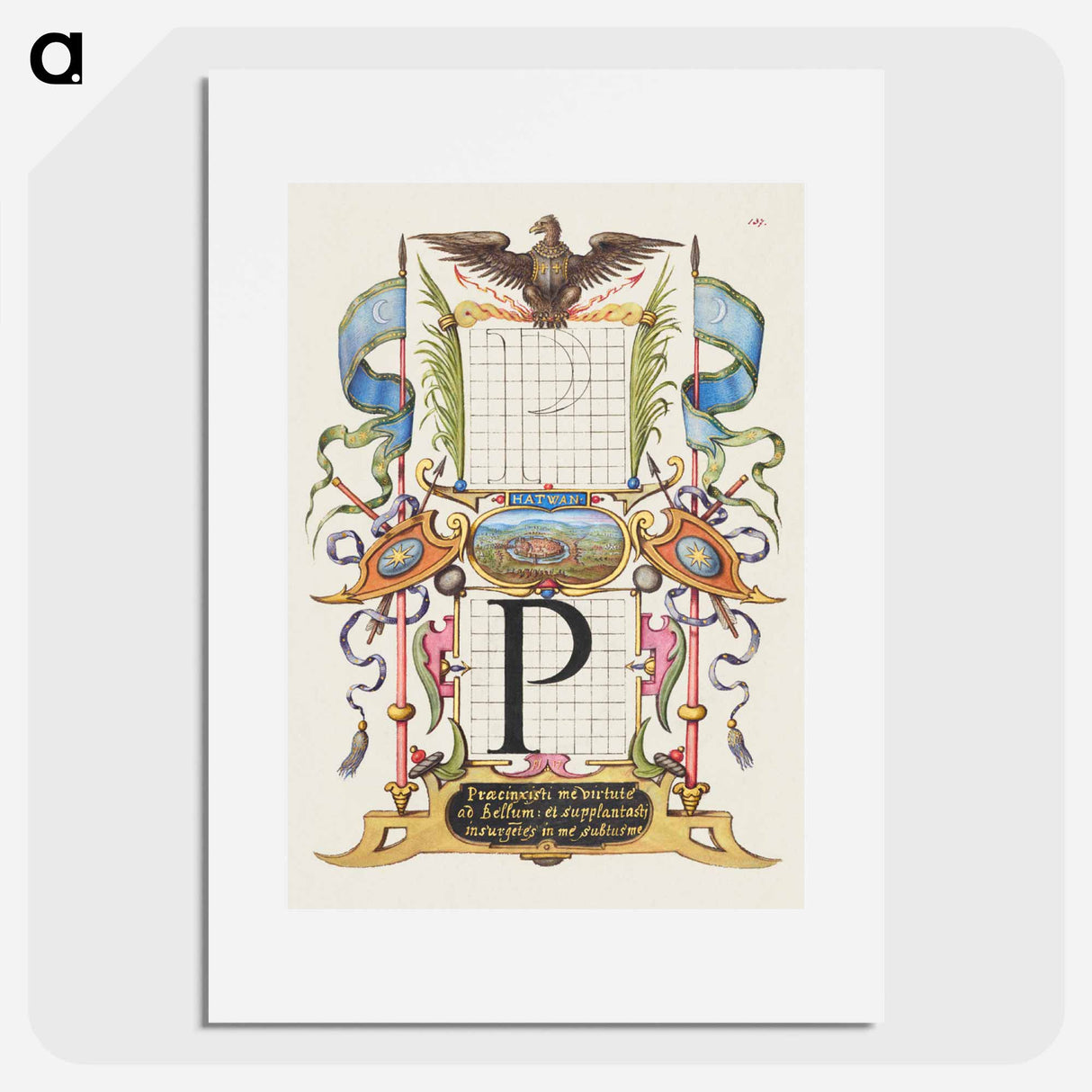 アートポスター-Guide for Constructing the Letter P from Mira Calligraphiae Monumenta
 - 書道のお手本 Poster.