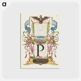 アートポストカード-Guide for Constructing the Letter P from Mira Calligraphiae Monumenta
 - 書道のお手本 Postcard.