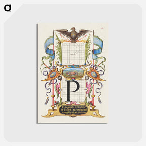 アートポストカード-Guide for Constructing the Letter P from Mira Calligraphiae Monumenta
 - 書道のお手本 Postcard.