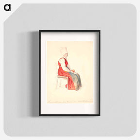 アートポスター-Seated Swedish peasant woman with high headdress - ヴィルヘルム マーストランド Poster.