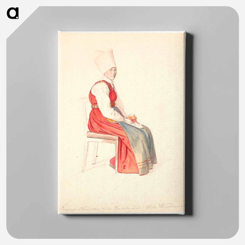 Seated Swedish peasant woman with high headdress - Wilhelm Marstrand Canvas.