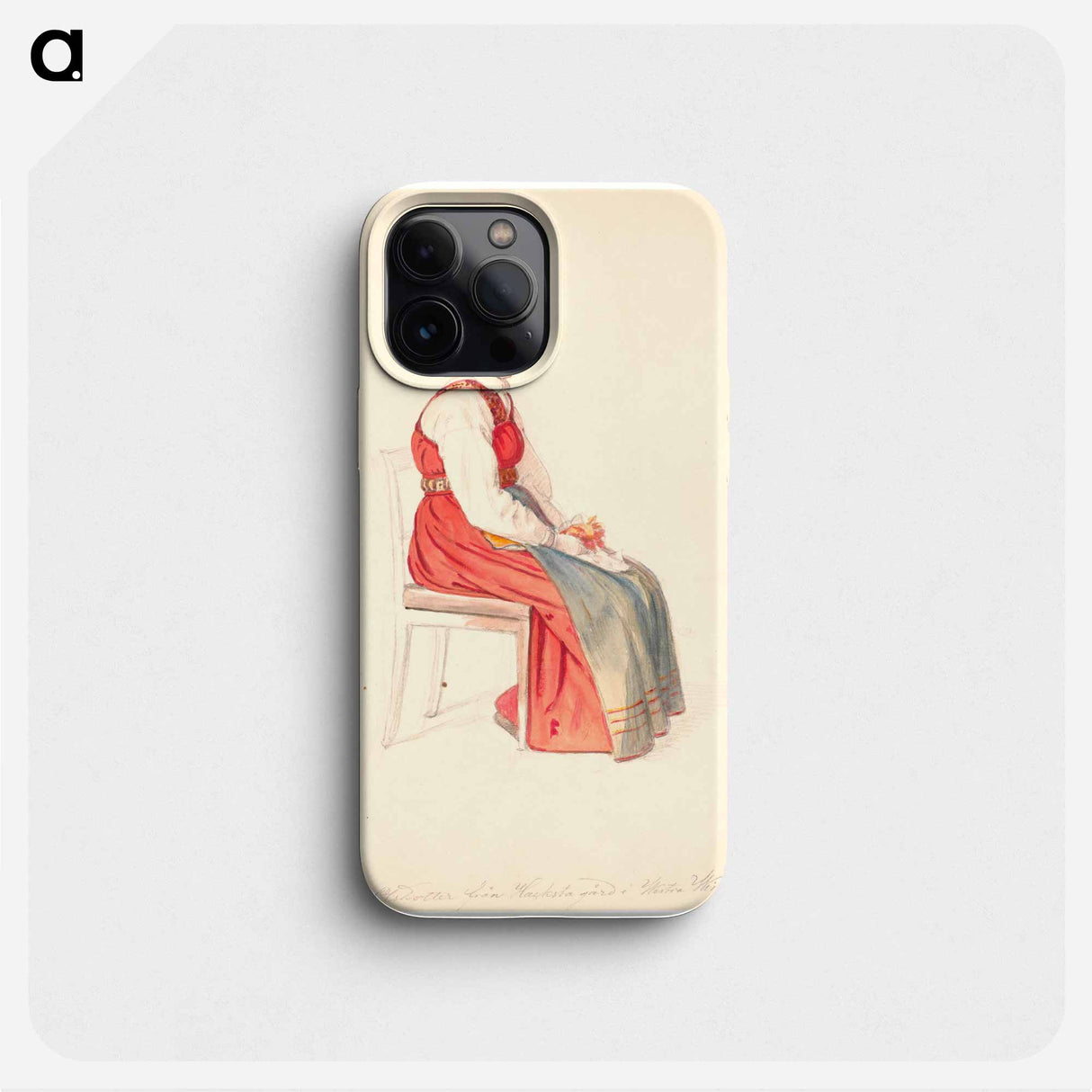 Seated Swedish peasant woman with high headdress - ヴィルヘルム マーストランド Phone Case.