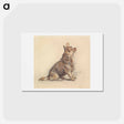 アートポストカード-A Terrier Sitting, Looking Up to Right - ウィリアム ヘンリー ハント Postcard.