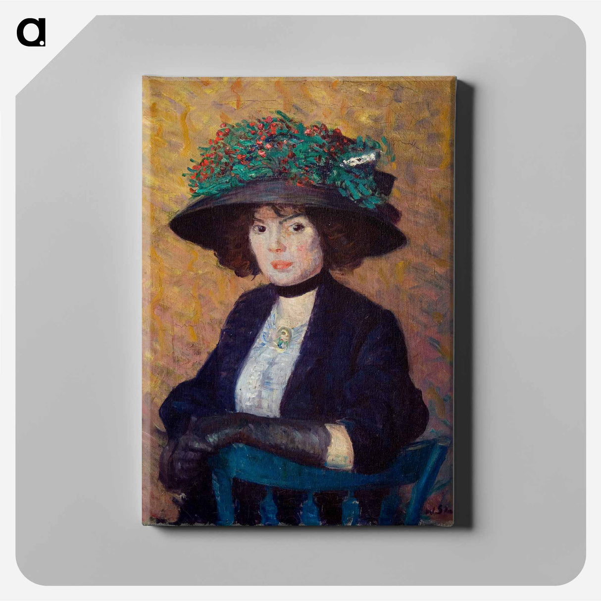 Woman with Green Hat - ウィリアム ジェームス グラッケンズ Canvas.