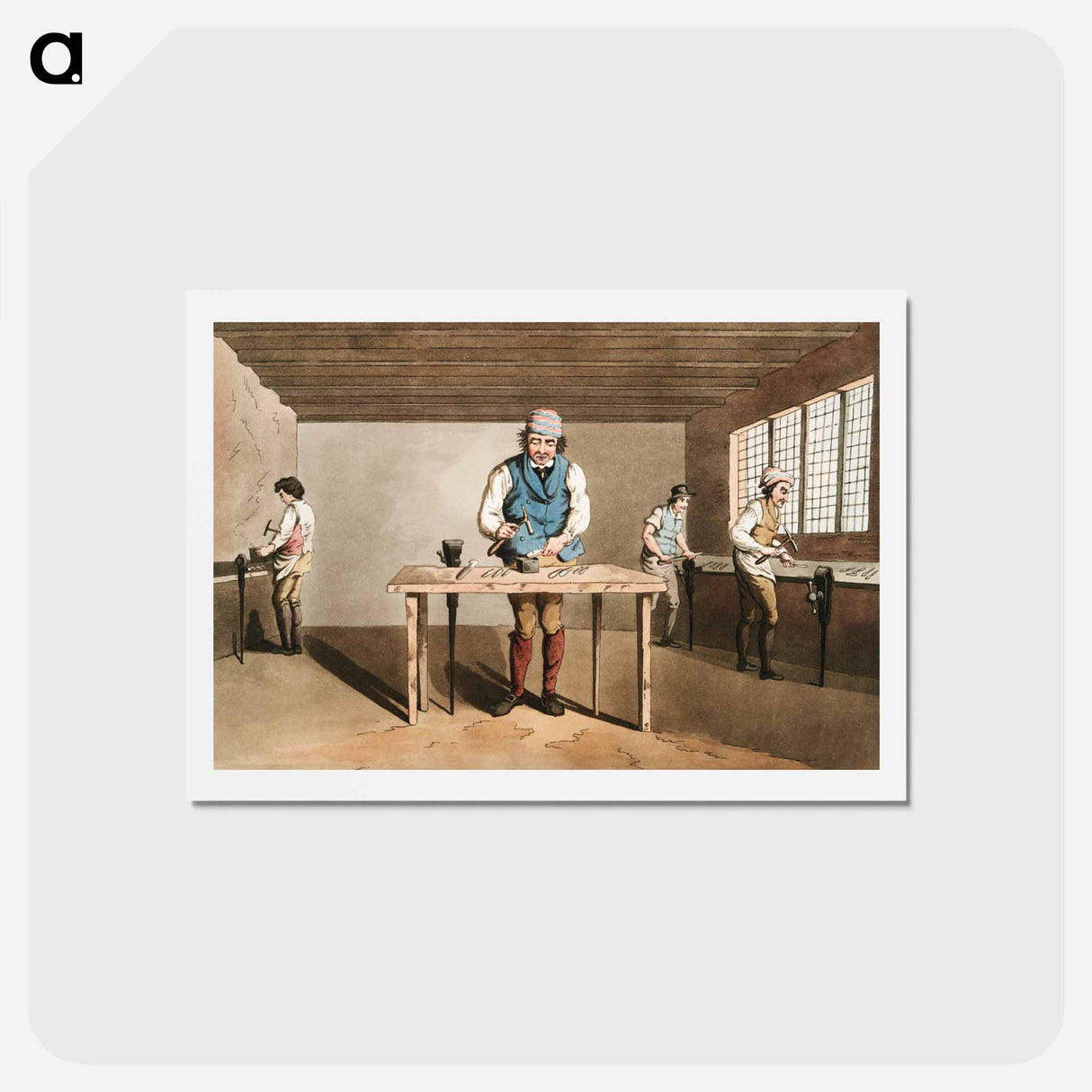 Illustration of Sheffield cutler - 19世紀のヨークシャー Postcard.