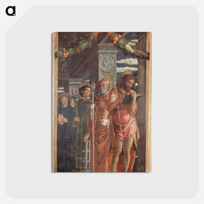 アートポストカード-Altarpiece of San Zeno in Verona, right panel of St. Benedict, St. Lawrence, St. Gregory and St. John the Baptist - アンドレア マンテーニャ Postcard.