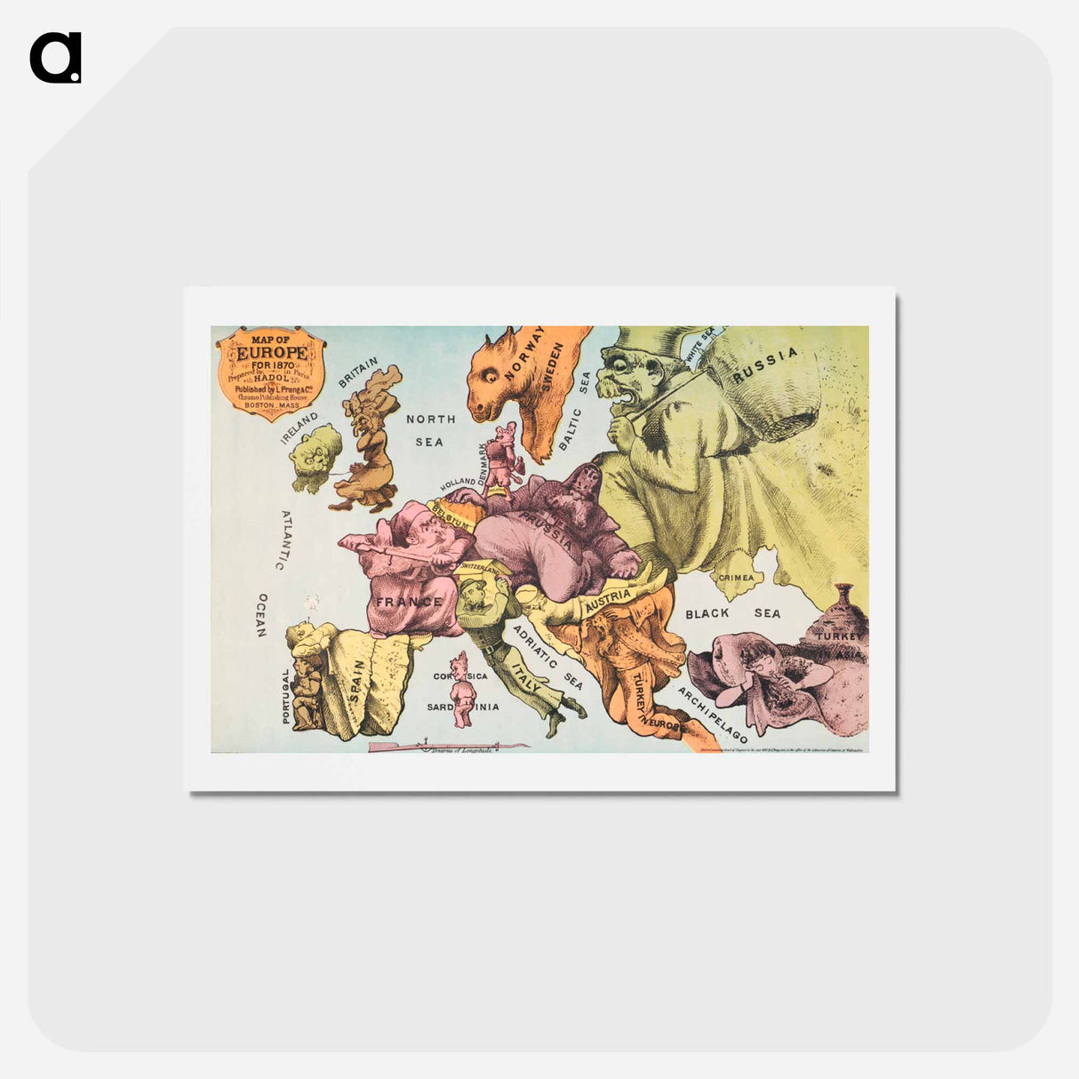 アートポストカード-War Map of Europe - アンティーク地図 Postcard.