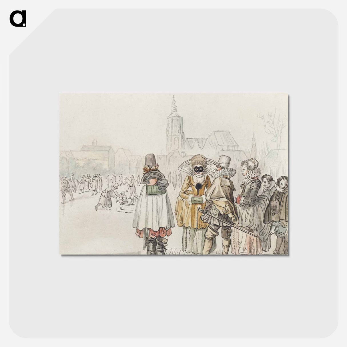 アートポストカード-Elegant Company on the Ice
 - コルネリス プロース ファン アムステル Postcard.