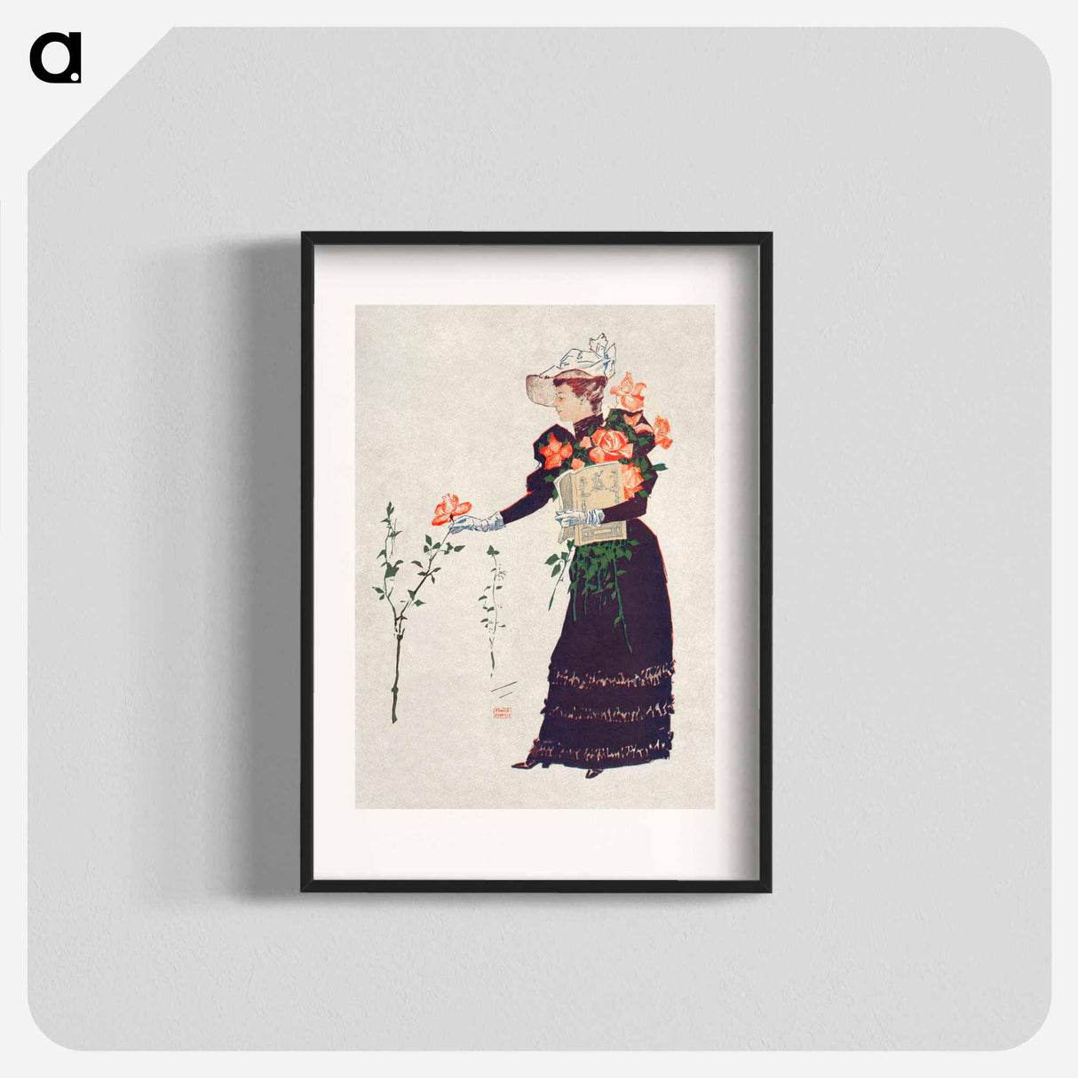 Woman picking up flowers - エドワード ペンフィールド Poster.