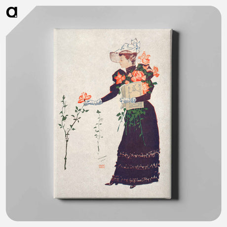 アートパネル-Woman picking up flowers - エドワード ペンフィールド Canvas.