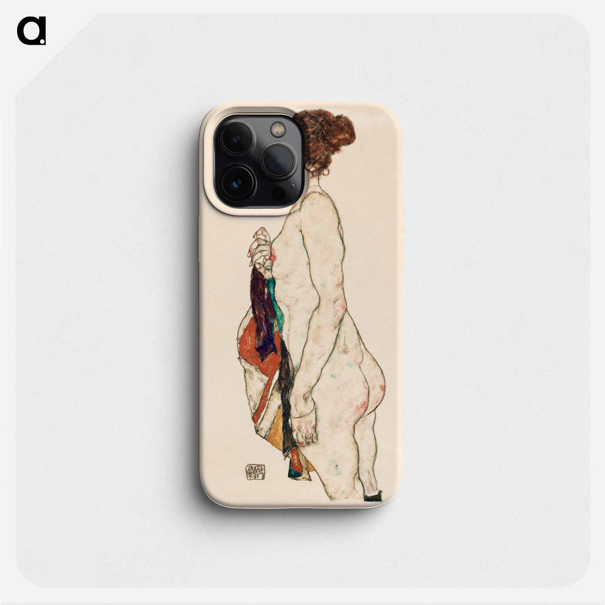 Standing Nude woman with a Patterned Robe - Egon Schiele Phone Case.