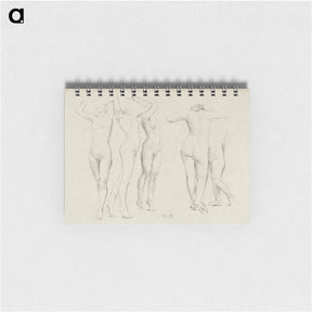 アートメモ帳-Vijf naaktstudies; drie met opgeheven armen, de andere op de rug gezien - アンリ ファンタン ラトゥール Memo.