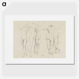 Vijf naaktstudies; drie met opgeheven armen, de andere op de rug gezien - アンリ ファンタン ラトゥール Poster.