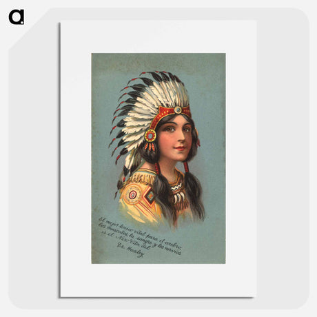 アートポスター-Native American Woman Illustrated Postcard
 - 国立医学図書館 Poster.