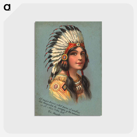 アートポストカード-Native American Woman Illustrated Postcard
 - 国立医学図書館 Postcard.