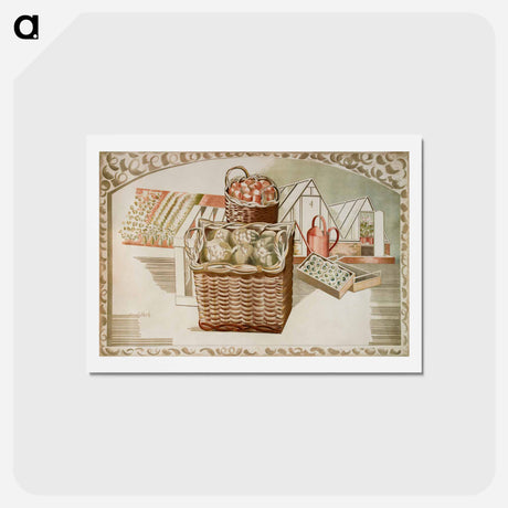 アートポストカード-Fruit Gardens and Orchard - ポール ナッシュ Postcard.