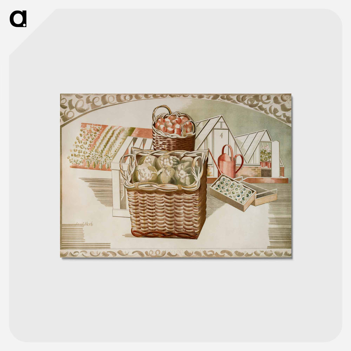 アートポストカード-Fruit Gardens and Orchard - ポール ナッシュ Postcard.