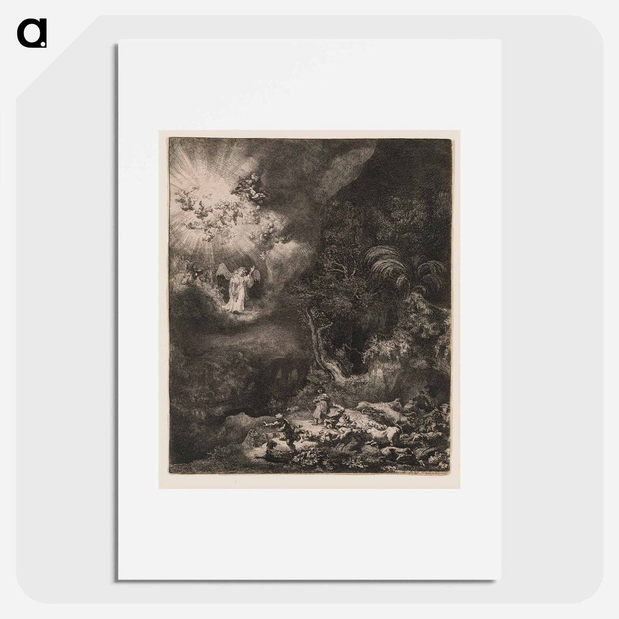 The Angel Appearing to the Shepherds - レンブラント ファン レイン Poster.