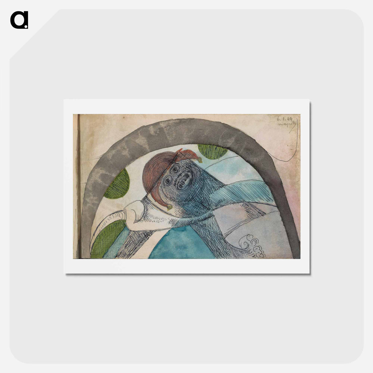 Antropomorf Figuur met een Harlekijnsmuts onder een Boog
 - サミュエル ジェスルン Postcard.