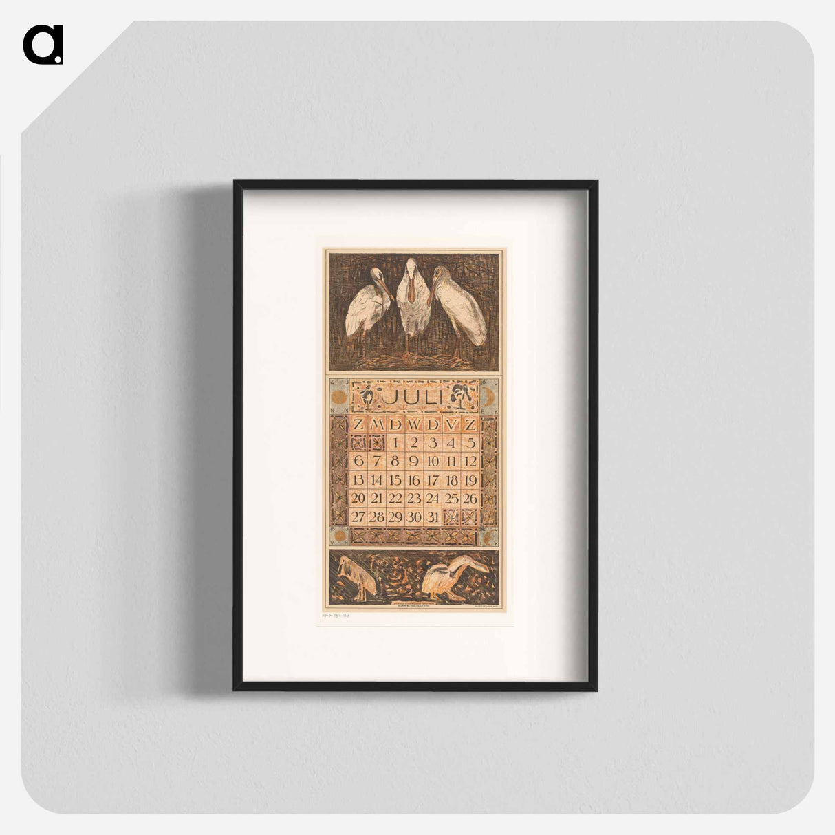 Kalenderblad juli met lepelaars - テオ ヴァン ホイテマ Poster.