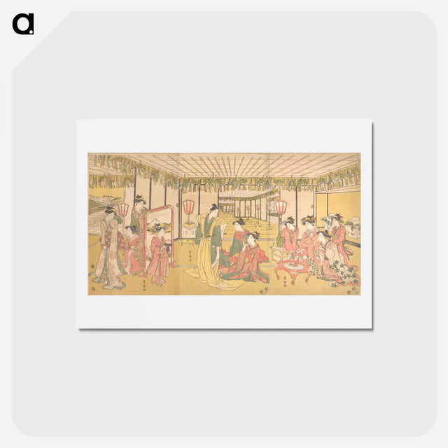 アートポストカード-New Year's Celebration in a Large Mansion
 - 歌川 豊国 Postcard.
