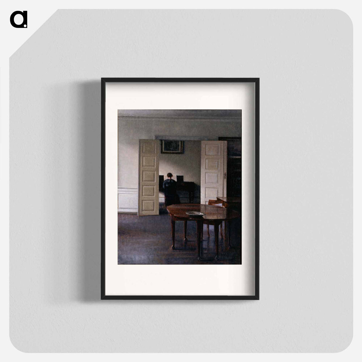 Interior with Woman at Piano - ヴィルヘルム ハンマースホイ Poster.