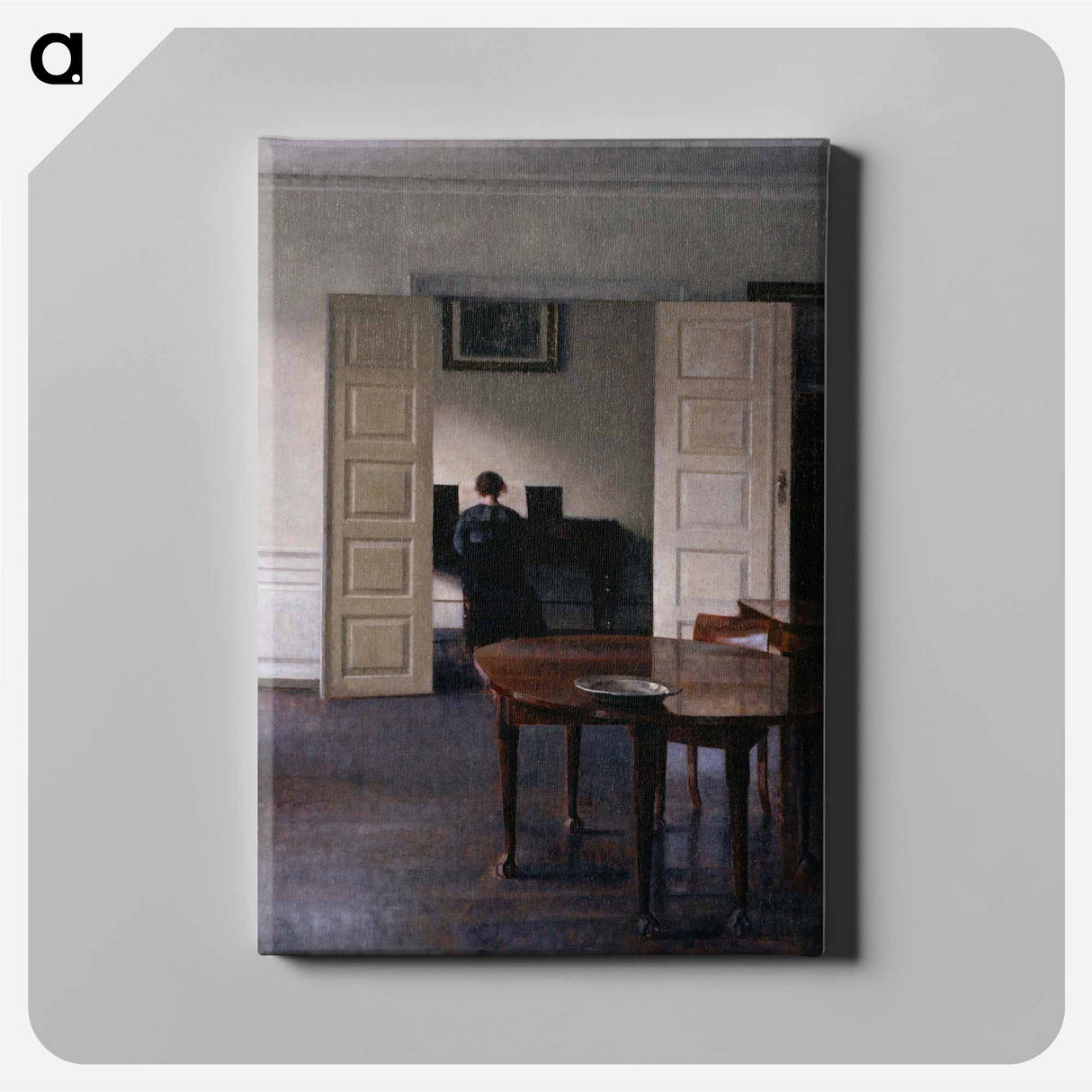 Interior with Woman at Piano - ヴィルヘルム ハンマースホイ Canvas.