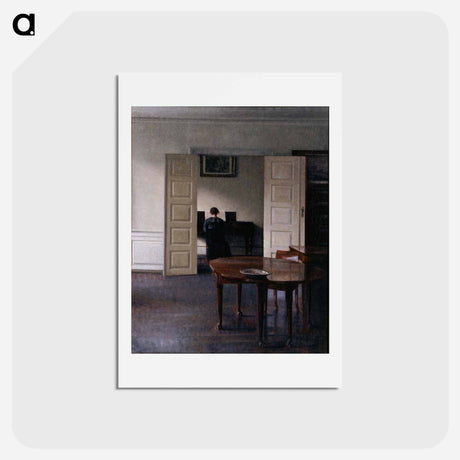 アートポストカード-Interior with Woman at Piano - ヴィルヘルム ハンマースホイ Postcard.