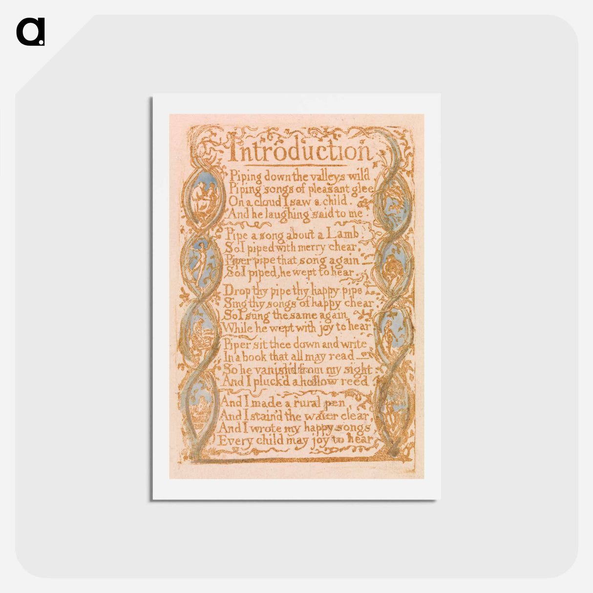 アートポストカード-Songs of Innocence, Plate 3, "Introduction" - ウィリアム ブレイク Postcard.