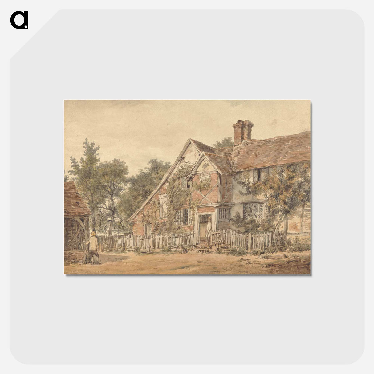 アートポストカード-A Farmhouse - ウィリアム ヘンリー ハント Postcard.