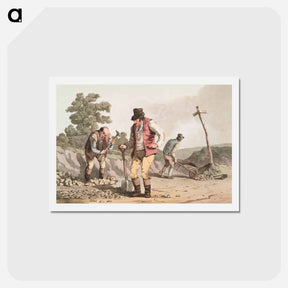 アートポストカード-Illustration of stone breakers on the road - 19世紀のヨークシャー Postcard.