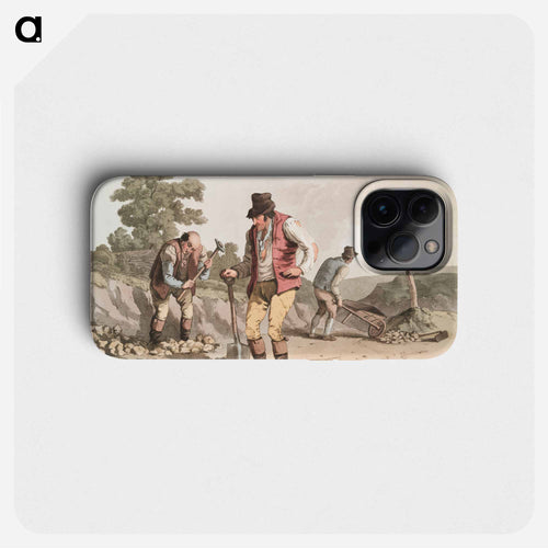Illustration of stone breakers on the road - 19世紀のヨークシャー Phone Case.