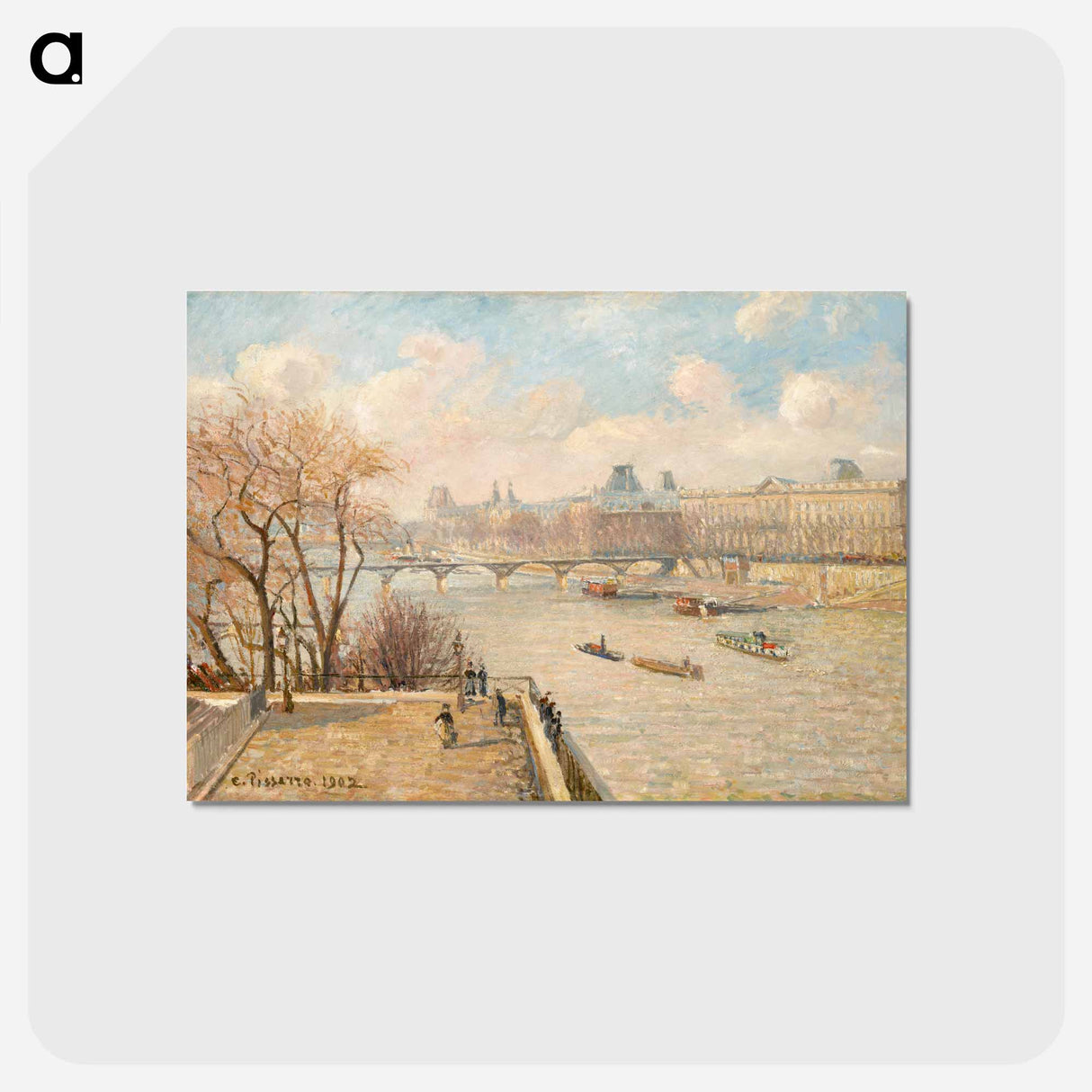 アートポストカード-The Louvre from the Pont Neuf - カミーユ ピサロ Postcard.