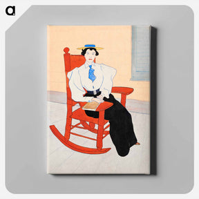 アートパネル-Young Woman Seated in a Red Rocking Chair - エドワード ペンフィールド Canvas.