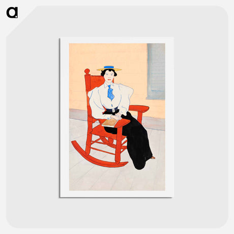 アートポストカード-Young Woman Seated in a Red Rocking Chair - エドワード ペンフィールド Postcard.