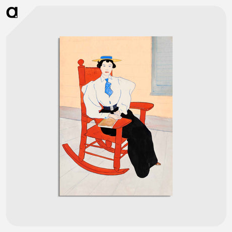 アートポストカード-Young Woman Seated in a Red Rocking Chair - エドワード ペンフィールド Postcard.