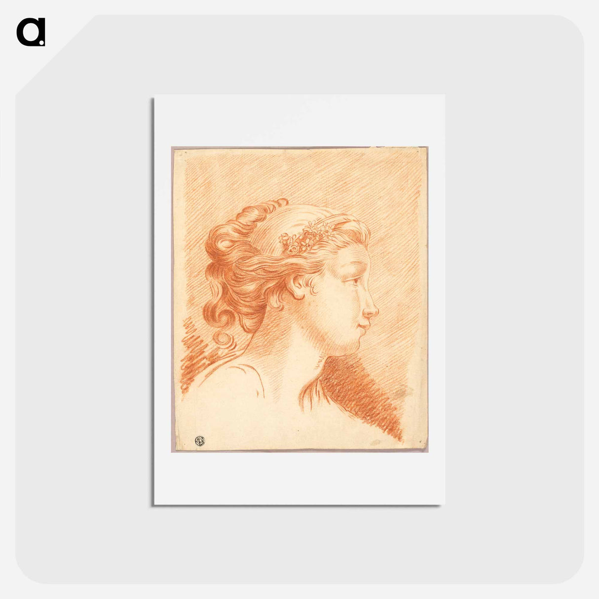 アートポストカード-Head of Girl in Profile to Right - フランソワ ブーシェ Postcard.
