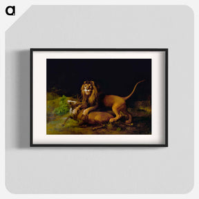 アートポスター-A Lion Attacking a Stag
 - ジョージ スタッブス Poster.