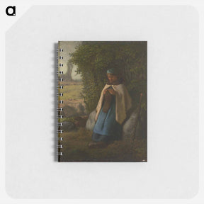 アートメモ帳-Shepherdess Seated on a Rock - ジャン フランソワ ミレー Memo.