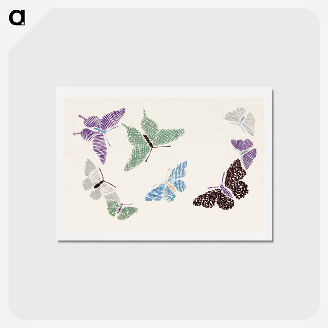 アートポストカード-Vintage butterfly - 神坂 雪佳 Postcard.
