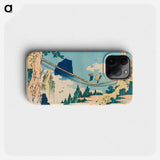 The Suspension Bridge on the Border of Hida and Etchū Provinces - 葛飾 北斎 Phone Case.